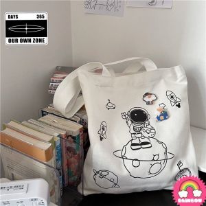Canvas shoulder tote bag student Japanese Harajuku Korean style large capacity woman tote bag canvas shoulder tote BI9W