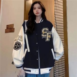 Jaket Varsity Baseball SF OVERSIZE M-XXL -TERMURAH/Jaket Wanita Korea/Jaket Bomber Varsity Baseball