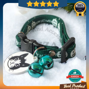 Kalung Kucing Lucu Motif Halloween Bahan Tali Sepatu liontin Custom Bahan Aklirik Lonceng Isi 2