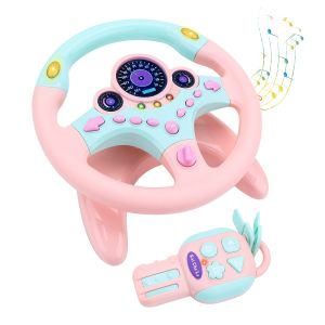 Childrens steering wheel for the back seat pretend to drive with car keys to simulate driving steering wheel toys with lights and music gifts suitable for children