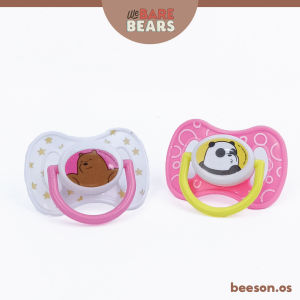 We Bare Bears 0-12M 2pcs Puting Bayi / Baby Soft Silicone Orthodontic Soother Pacifier Flat Head BPA Free 30447 WBB