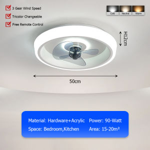LANTU 50cm 3 Speed Wind Multiple Colors Round Ceiling Fan with Led Light For Dining Room Bedroom Study Room Kitchen Office