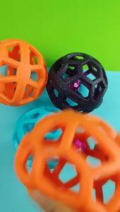 Cat Dog Natural Rubber Chew Toy Geometric Safety Ball with Bell Pet Interactive Ball Puppy Training Playing Teeth Cleaning Balls