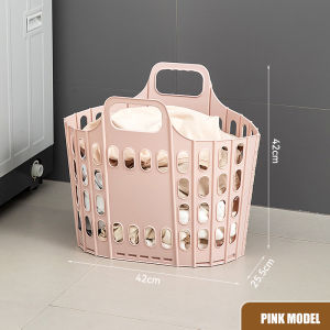 Foldable laundry basket portable shopping bag large capacity plastic storage basket with handle breathable design