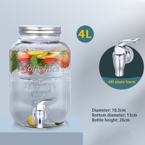 Glass Beverage Barrels Household Juice Cola Fruit Tea Long Term Storage Easy To Clean