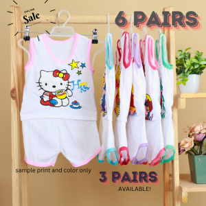 12/6 PCS COTTON SABRINA SHORT TERNO BABY GIRL 6/3/1 PAIR