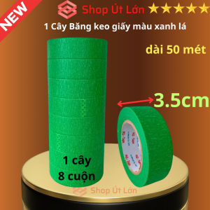 Băng keo giấy màu xanh lá rộng 3.5cm dài 50 mét lõi giấy 3mm 1 cây 8 cuộn giá tại xưởng