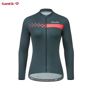 Santic Women Cycling Jersey Jacket Winter Windproof Fleece Thermal Long Sleeve Bike Bicycle Coat