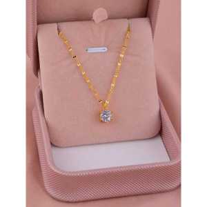 Kalung Titanium Model Rantai Pecah Kopi Elegan dan Mewah untuk Wanita
