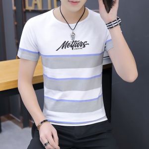 HY Men T-Shirt Summer Fashion New Short-sleeved T-shirt for Men Round Neck T-shirt for Young Korean Version Fashion Semi-sleeved shirt for men
