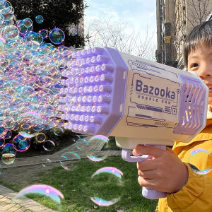 69 Holes Bubble Water Soft Bullet Blaster Toy Automatic Bubbles Machine Water Soft Bullet Blaster Toys Launcher Shape Blower Soap Toys for Kid Bubble Machine Party Supplies