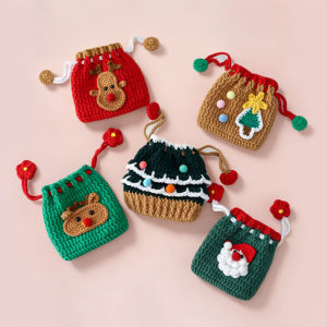 Finished Handmade Crochet Womens Wallet Knitting Purse Storage for Headphone Coin Key Lipstick Handicraft Supplies Idea Gifts