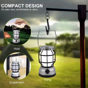 [In stock] Virwir LED Solar Camping Light Strong Powered Retro Kerosene lamp  Flame Light High-brightness Camping Light Portable Lantern USB Rechargeable Outdoor Indoor Nightlights