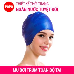 Nón bơi mũ bơi CHÙM TAI chất liệu silicone đàn hồi thiết kế thời trang cao cấp CA33 POPO Collection