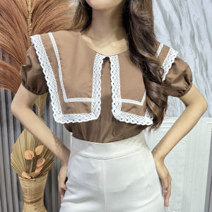 CRS - DISYA BLOUSE RENDA LENGAN PENDEK KATUN TWISTCONE / ATASAN WANITA KOREAN
