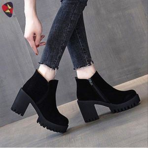 katerina fashion Korean Ankle Zipper Boots Shoes Heeled For Women #K-8