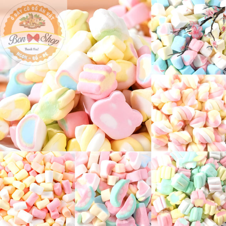 1KG Kẹo Bông Gòn Marshmallow Mềm Mịn Nhiều Hình – Trái Tim, Cầu Vồng ...