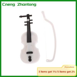 Cneng Mini Miniature Violin Simulation Violin Handmade Desktop Violin Decoration Odorless Doll House Accessories