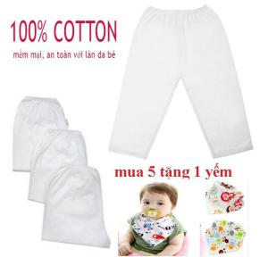 Quần Dài Sơ Sinh Trắng Cho Bé 2kg - 11kg( chọn 1 trong 5 size) mua 5 tặng 1 yếm