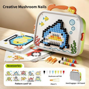 Sweet Home.my Mushroom Pegboard Puzzle Toy Set 460pcs Insert Building Blocks DIY Mosaic Board Early Learning