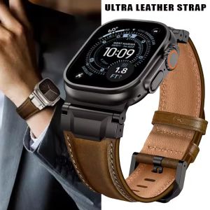Kinh doanh Vòng Tay Da Dành Cho Apple Watch Ultra 3 2 49mm 46mm 45mm 44mm Nam Dây Đeo dành cho iWatch Series 11 10 9 8 7 6 5 4 SE 3 Band