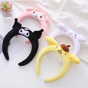 Kawaii Sanrio Hair Band My Melody Kuromi Cinnamoroll Pompom Purin Hair Accessories Anime Cute Cartoon Plush Headdress Girls Gift