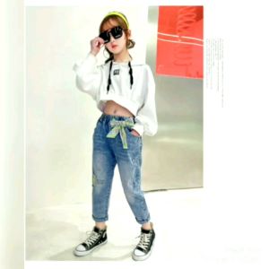 CELANA JEANS ANAK PEREMPUAN KOREAN STYLE MURAH IMPORT GREEN BOW CLAW 4 POCKET