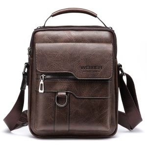 IELGY Mens Crossbody Shoulder Bag Retro Leather Vertical Portable Business Mens Casual Leather Bag