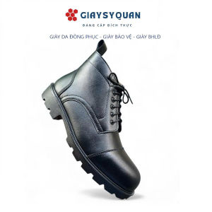 Giày Boot Nam Thấp Cổ Da Thật Màu Đen – Đế Cao Su Khâu Đế Chắc Chắn