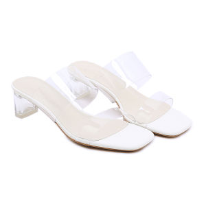 [BY SCHUMART] Women Clear Strap Glass Heel Sandals