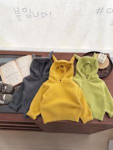INS Korean baby boys and girls autumn and winter casual hooded knit sweaters stylish and versatile sweater jackets