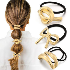 เปลี่ยนเป็นคนที่แฟชั่นทันที ที่รัดผมรูปเรขาคณิตแบบโลหะมีความยืดหยุ่น ความยืดหยุ่น แปลงร่างในไม่กี่วินาที แน่นอน เครื่องประดับศีรษะ อุปกรณ์ทําผม ส้อมผม โลหะ ทันสมัย เชือกเส้นผม