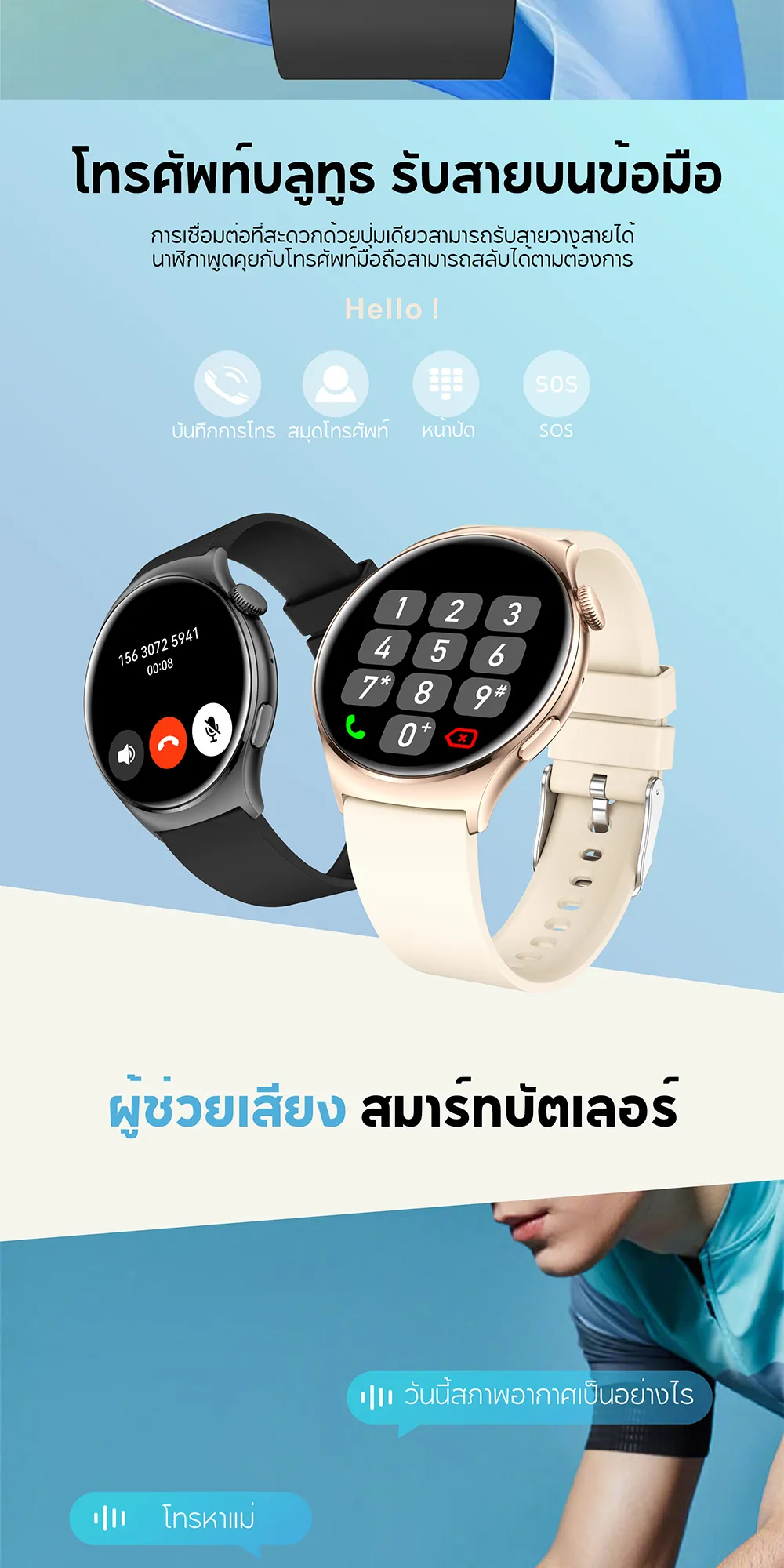 Aolon Mars R3 1.43 นิ้ว สมาร์ทวอทช์ Amoled smartwatch IP68 กันน้ำ 300mAh นาฬิกาวิ่ง ภาษาไทย smartwatch จอเล็ก