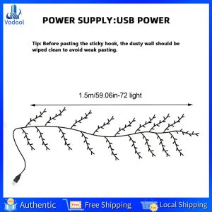 [Vodool Home Mall] 48/72/96/144 LED Vine Tree Branch Lights 8 Modes Wall Decoration Vine Lights Tree Branch Lamp for Desktop Wall Party Home Decoration