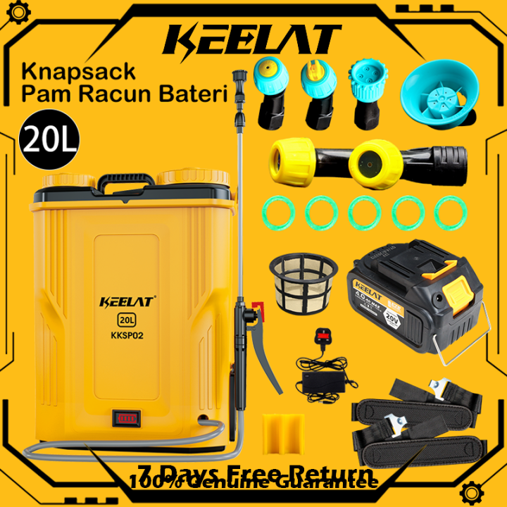 Pam Rumput KEELAT 20L Knapsack Pam Racun Bateri Pump Racun Tong Racun Rumput ...