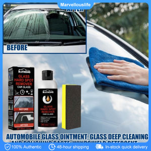 Car Glass Oil Film Remover Polishing Coating Paste Set with Cleaning Sponge Windshield Rainproof Anti-fog Maintenance Agent