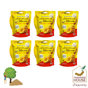 บ้านมะขาม - (แพ็ค 6 ซอง) กล้วยกรอบแก้วไส้มะขามรสเผ็ด 45 กรัม กล้วยเบรคแตก