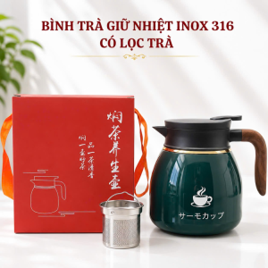 Bình ủ trả giữ nhiệt 24h lõi Inox 316 có lọc trà inox dung tích 1100ml