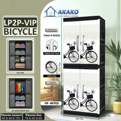 AKAKO LEMARI PAKAIAN PLASTIK 4 SUSUN JUMBO DRAWER VIP KUNCI KACA