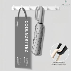 Anti-Inversion Windproof Auto Open Close Umbrella Triple Reinforced Rib Carabiner Hook Hanging Design Compact Parasol