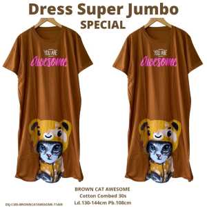 DRESS WANITA SUPER JUMBO KATUN COMBED 30S FULL PRINTING AWET LD.130CM