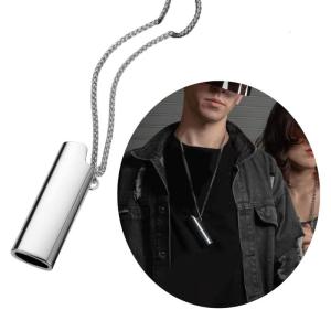 Stainless Steel Lighter Case Necklace Stylish Pendant Necklace Lighter Cover Necklace for Outdoor Activity and Parties