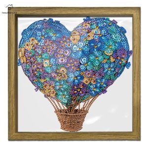 Romantic Diamond Dot Wall Art Kit 5D DIY with Wooden Frame for Home Decor and Beginners 23x23cm