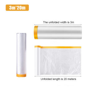 20M Furniture Plastic Cover Disposable Dustproof Film with Adhesive Bed Sofa Home Protection Plastic Cover Tape Film Cover