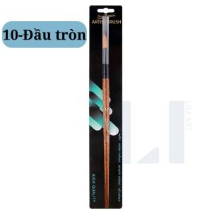 Cọ vẽ đầu tròn vàng thân gỗ nhiều kích thước vẽ màu nước màu acrylic sơn dầu...