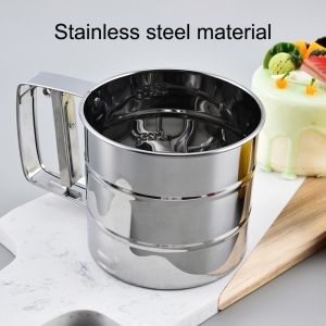 【Good Quality】1pc Stainless Steel Flour Sifter For Baking Powder Sugar Shaker With Hand Press Design Fine Mesh Flour Sifter Sieve