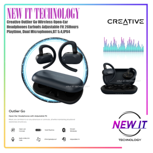 Creative Outlier Go Wireless Open-Ear Headphones Earbuds with an Adjustable Fit and Ear Hooks Up to 26 Hours Total Playtime Dual Microphones Bluetooth 5.4 IPX4 Water Resistant (Dark Blue)