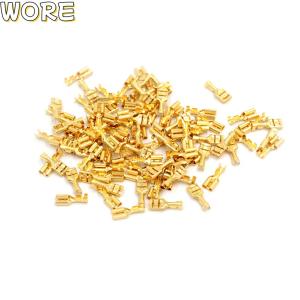 100 Pcs 6.3mm Brass Car Speaker Female Spade Terminal Wire Connector