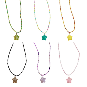 Năm cánh sao Vòng cổ đính cườm đầy màu sắc mặt dây chuyền vòng cổ hạt gạo Vật liệu bên cổ hàng ngày cho tiệc cưới