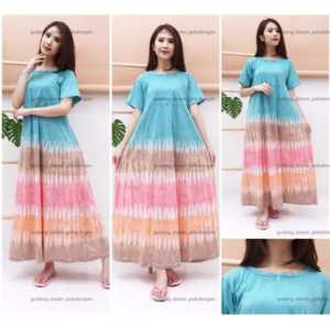 Daster Panjang Semata Kaki DALILA bahan kaos 30 s Resleting Depan Busui Bumil Lengan Pendek